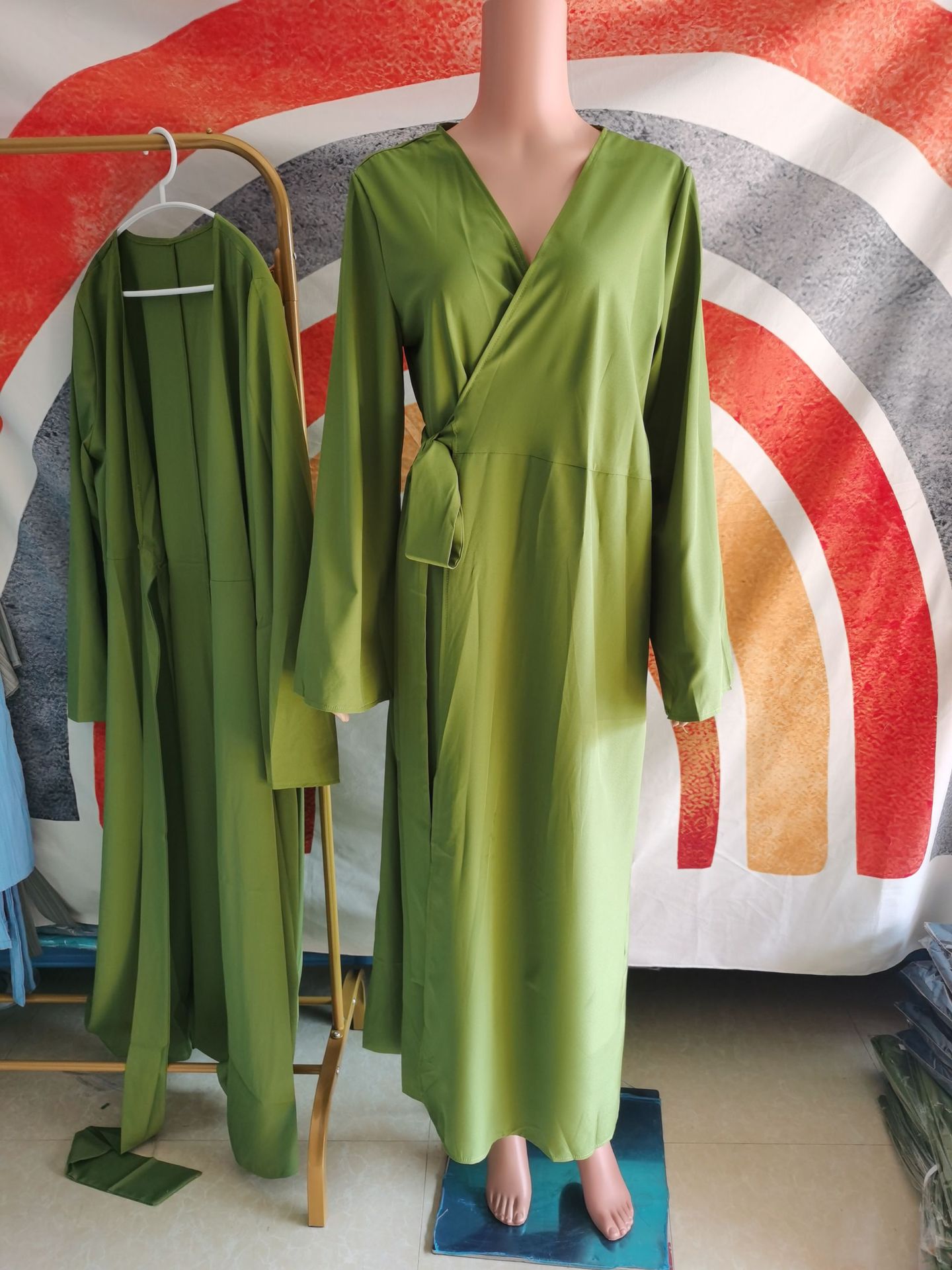 Abaya Gown Muslim Islamic Clothing Turkey Islamic Belt Flowly Dubai Modest Satin Abaya