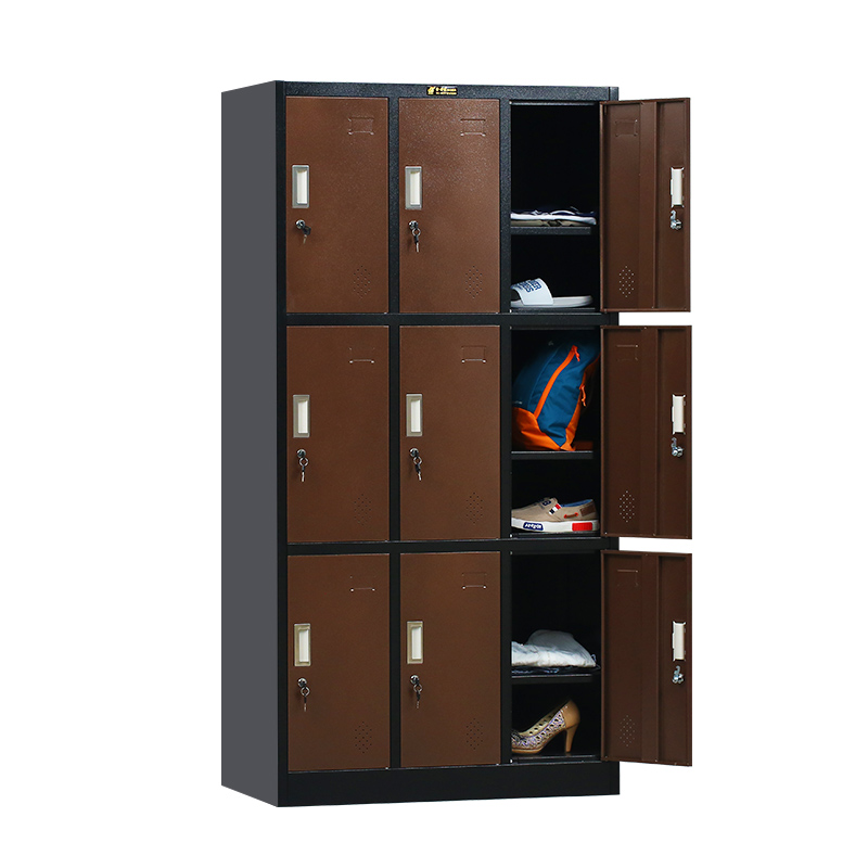 9 door black and brown with key lock lovely steel kids locker closet wardrobe cabinet design