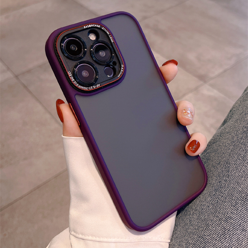 Роскошный Металлический Чехол-рамка для объектива камеры для iPhone 12 13 14 Pro Max, прозрачная матовая жесткая задняя крышка из поликарбоната с мягким силиконовым бампером
