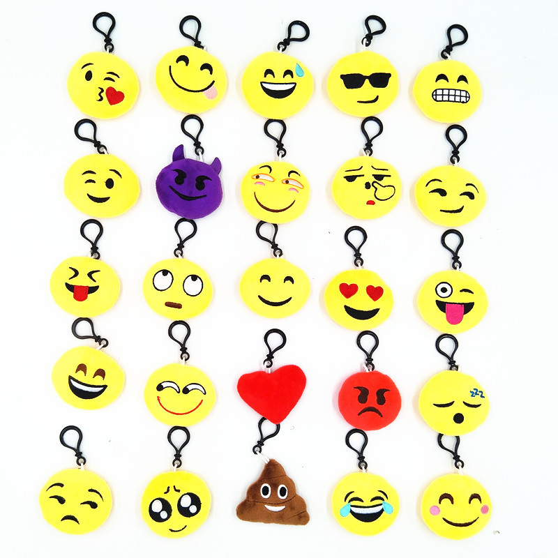 Emoji plush key chain stock wholesale expression pendant 6cm cartoon funny plush stuffed toy