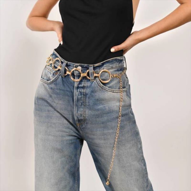 European and American Explosive Fashion Accessories Belts Ethnic Style Ladies Waist Belts Circle Metal Womens Chain Belts