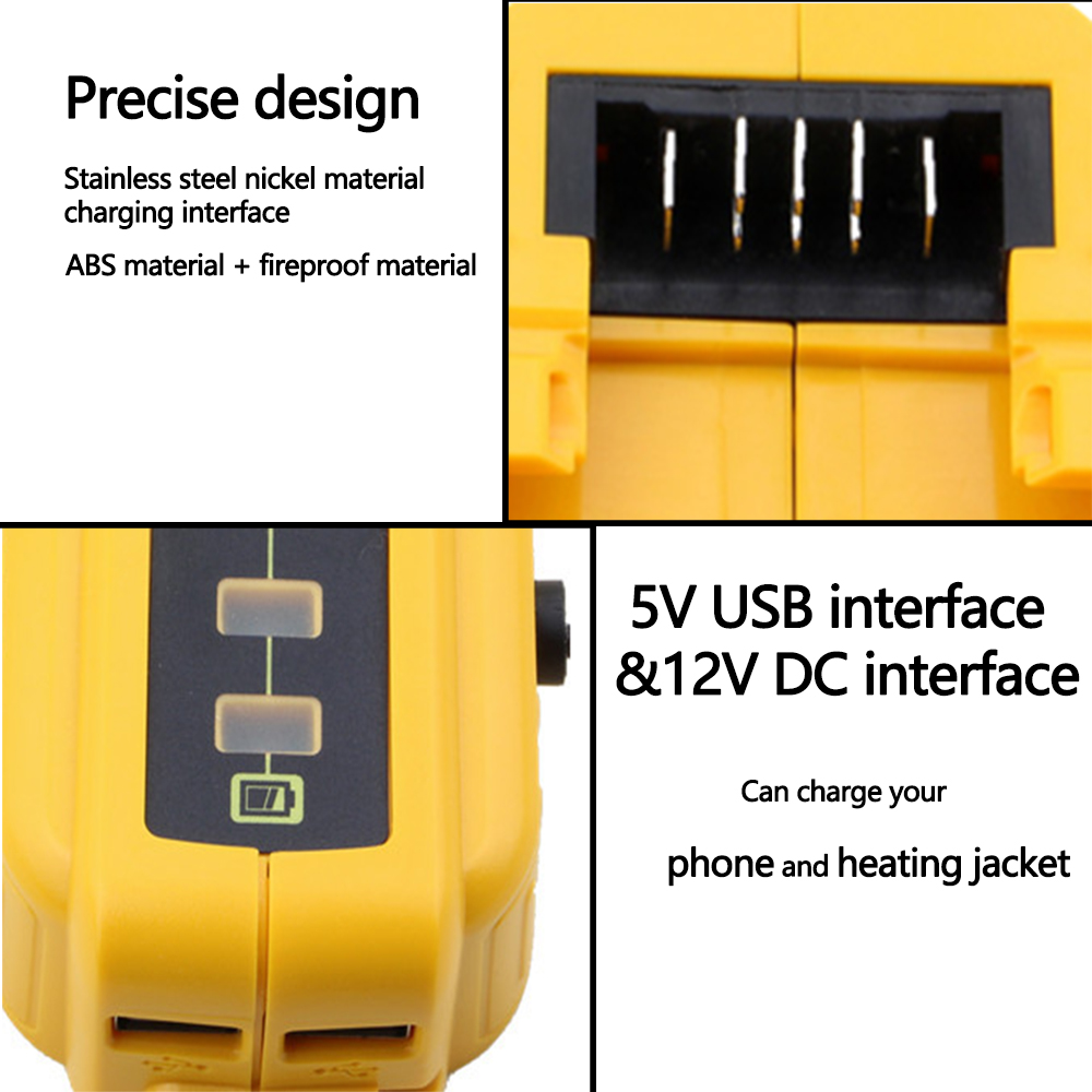 Новый DCB091 с 12V DC выходом USB адаптер для DEWALT 10V 12V 18V 20V перезаряжаемая оболочка