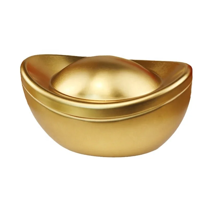 Gold ingot shape metal can tinplate metal packing box for holiday gift