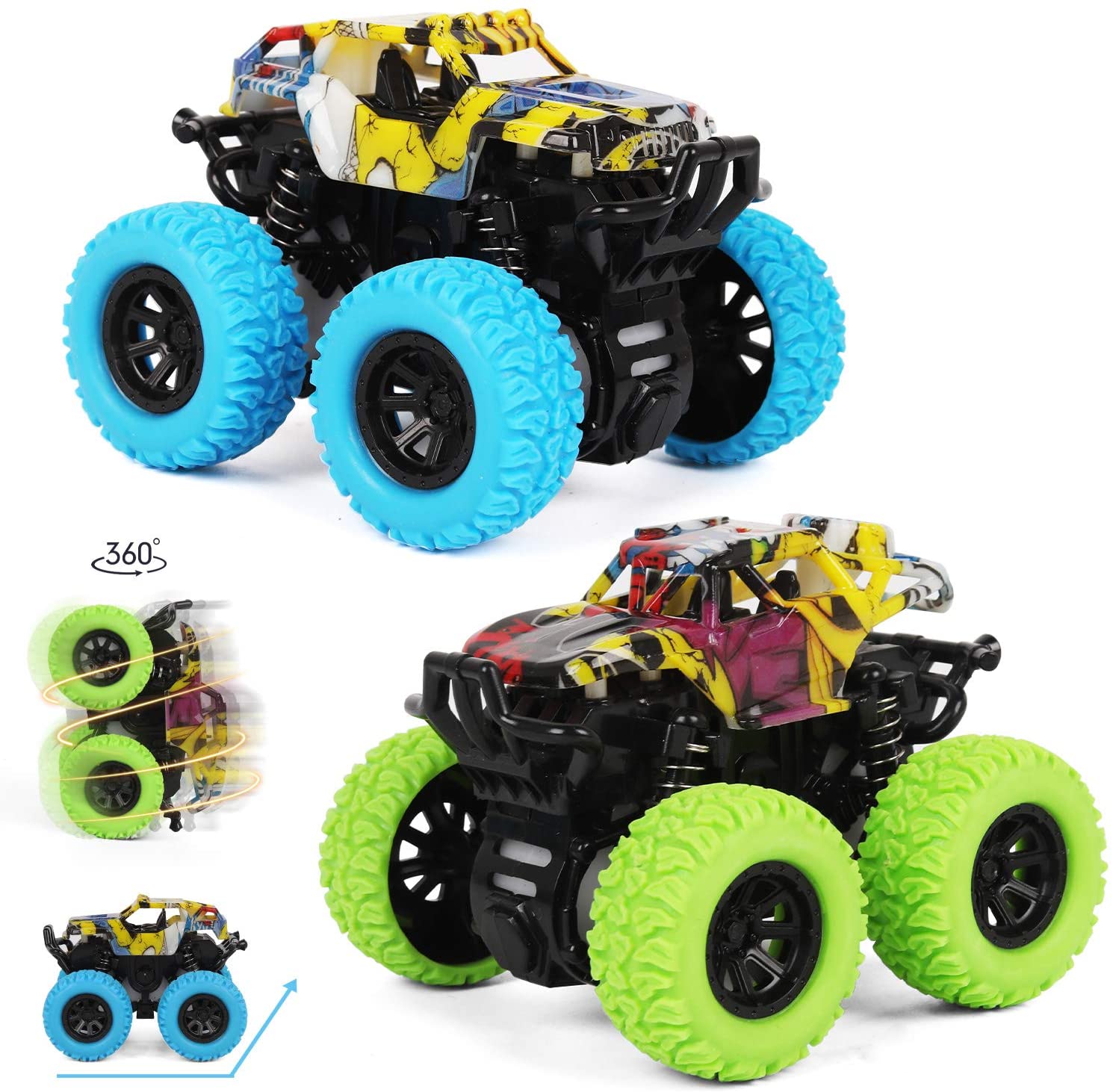 Фрикционные мощные автомобили с 4 противоударными пружинами Monster Trucks игрушечный автомобиль цена