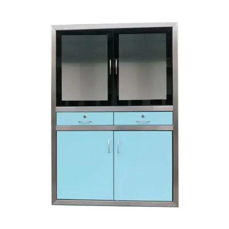 hospital storage cabinet built in operating room pharmacy medicine metal cabinet with glass shelves