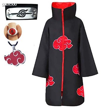 Japanese Anime Manga Clothes Akatsuki Cloak Cosplay Costume Red Cloud Robe Four Generations Six Generations Halloween Cloak