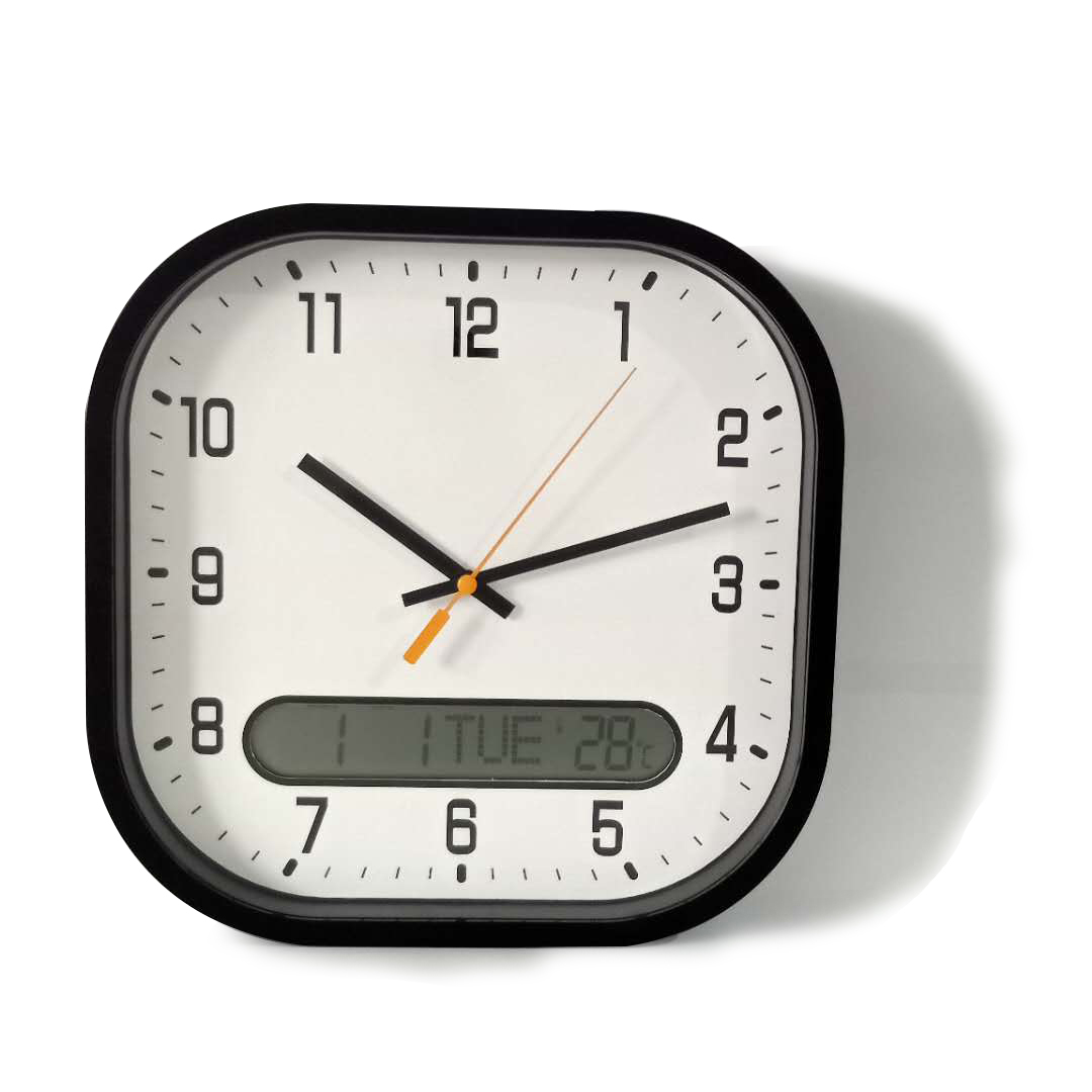 Factory Direct Wholesale Bedroom Living Room 11 Inch Wall Clock With Calendar and Temperature Display