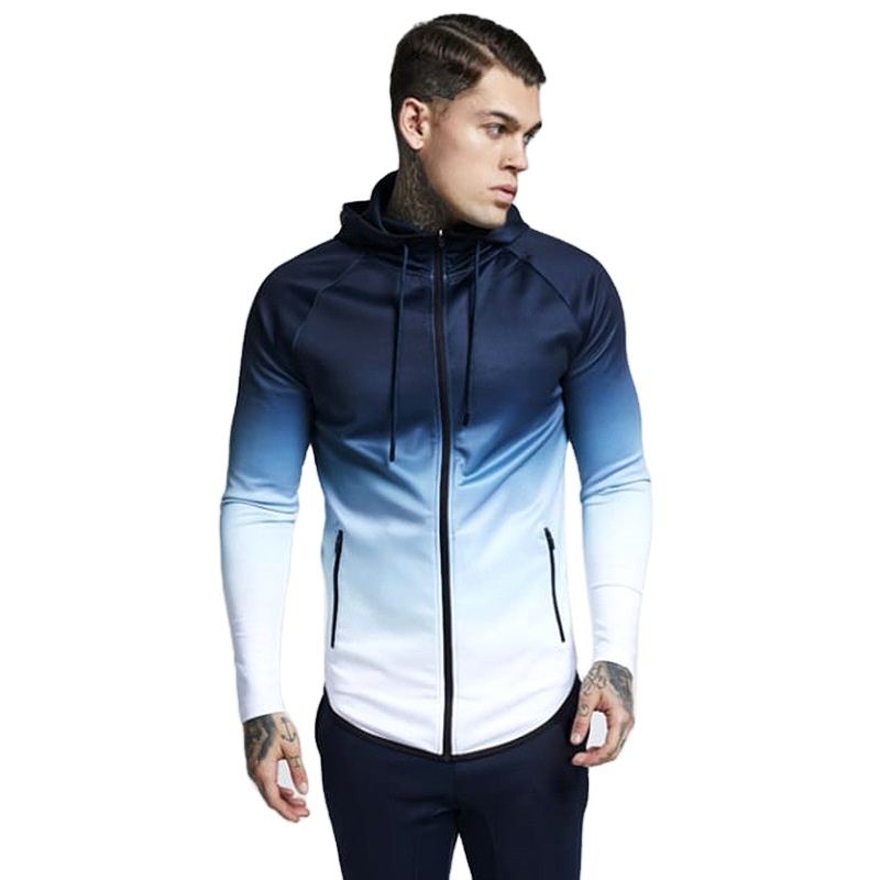 fashion wholesale hoodie full zip coat two color man running wear jacket sport running track suit for man