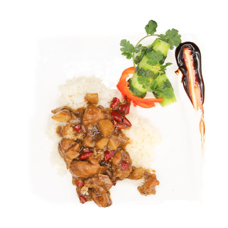 Мешок для приправ для фаст-фуда, жареная курица с картофелем и перцами, быстрозамороженная еда