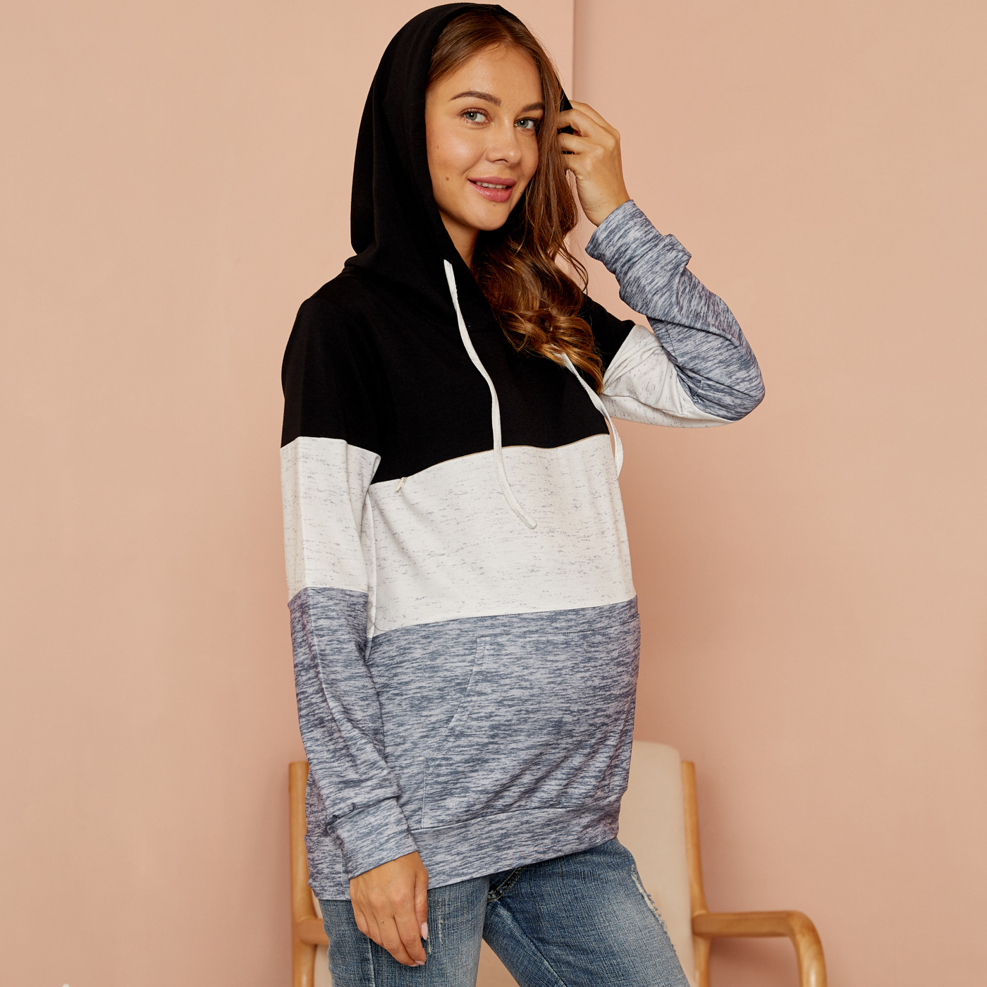 Maternity hoodie top Soft New Fashion Maternity Clothing Comfortable Pregnant for woman Summer Bowknot