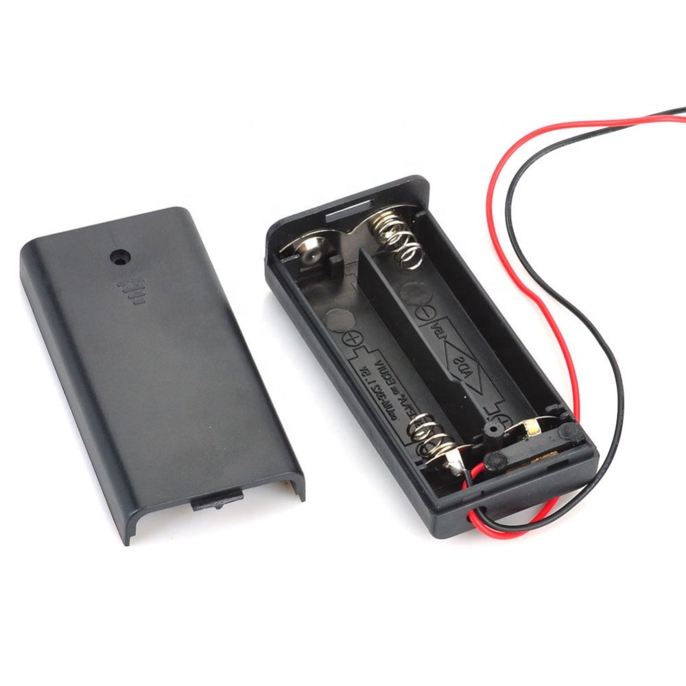 Прочный пластиковый держатель для аккумулятора 2AA 3V с крышкой включения/выключения и проводами 150 мм