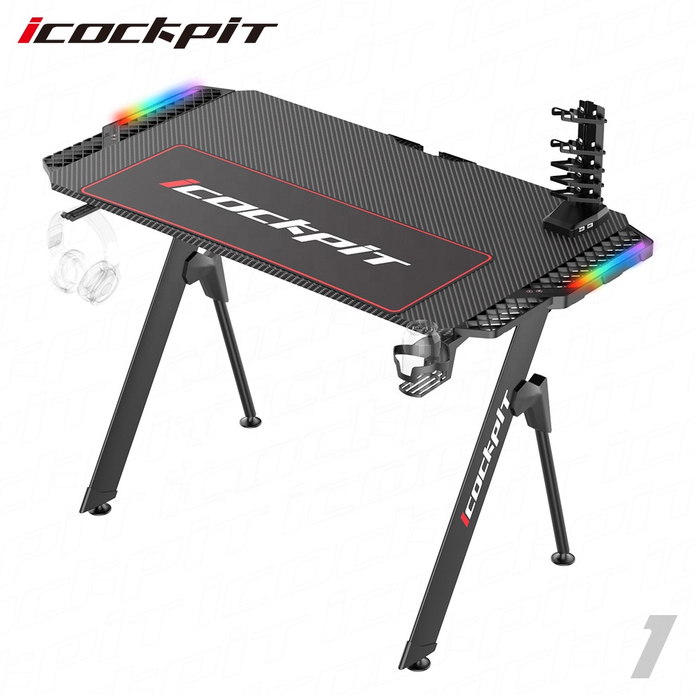 Новейший дизайн, игровой стол icquiпита, RGB светодиодная лампа, компьютерный стол для ноутбука, большой размер, Офисный Компьютерный игровой стол для киберспорта