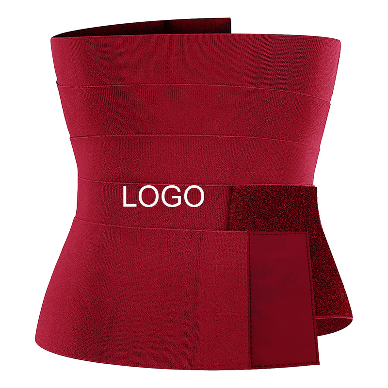 Red Free Size bandage tummy wrap elastic long Sweat Waist Trainer Wraper trimmer postpartum Band Slimming Belt