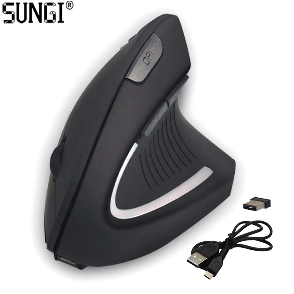 Беспроводная перезаряжаемая USB мышь SUNGI, противоскользящая эргономичная Вертикальная мышь 2,4 ГГц, беспроводные оптические мыши