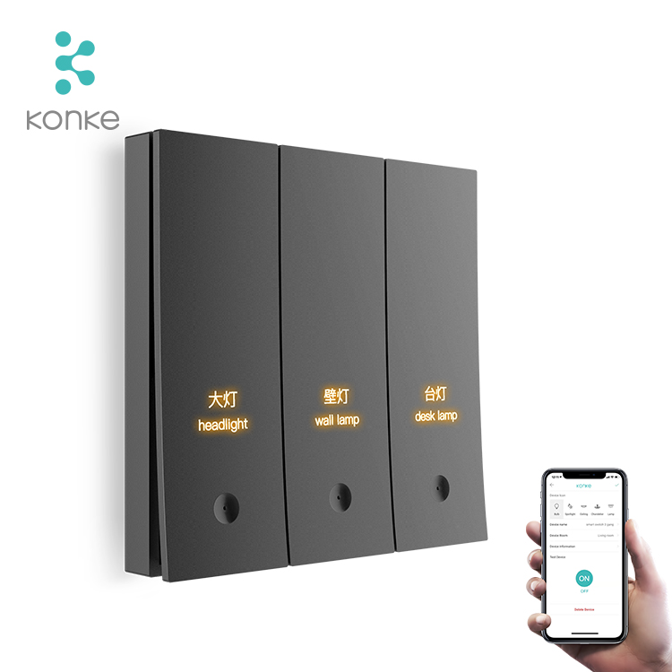 Беспроводной настенный выключатель KONKE zigbee, умный выключатель с дистанционным управлением, 3 клавиши