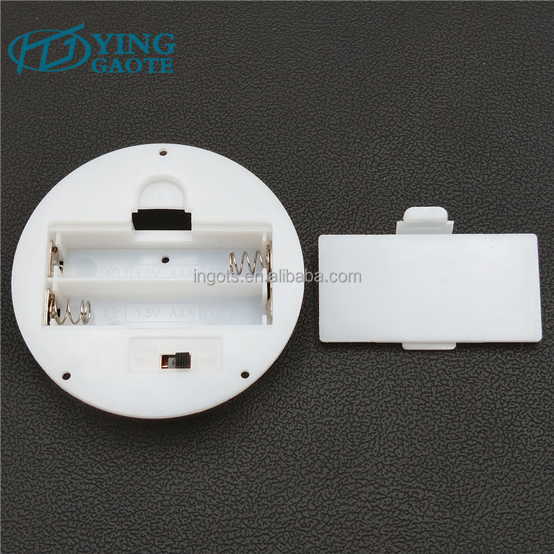 White embedded 3V AAA X2 round battery holder aaa box case cover switch Panel surface mounted circle 64mm battery pack