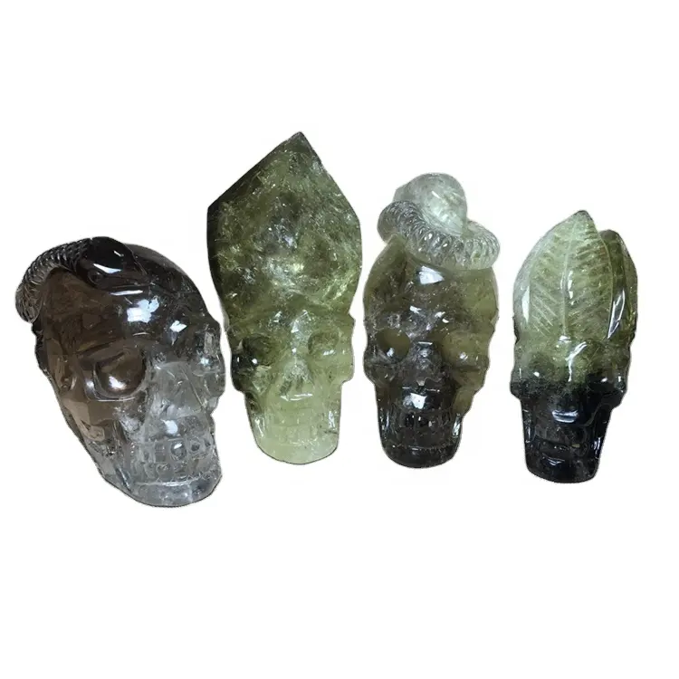 Natural Citrine Quartz Skulls Crystal Carving Reiki Healing Skulls