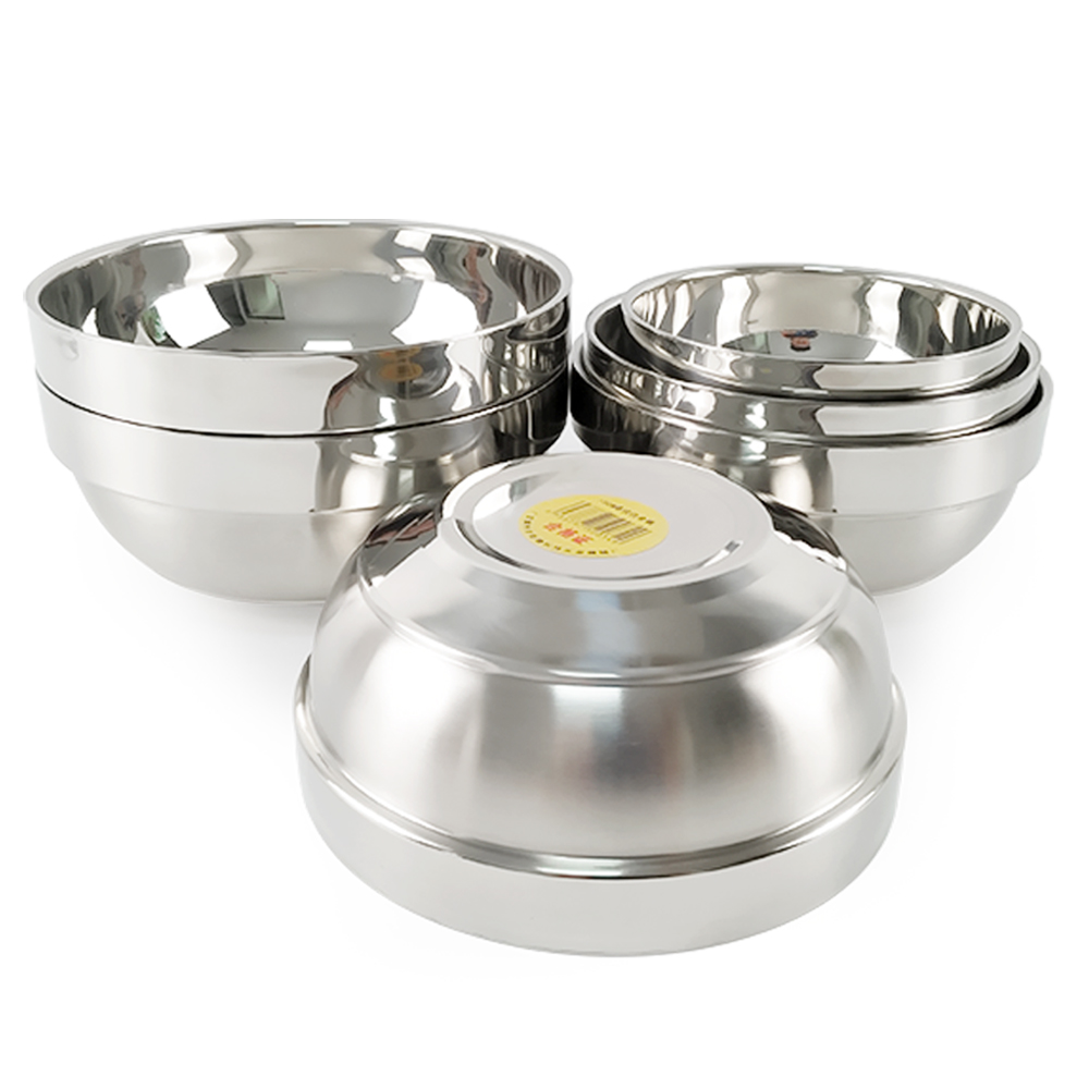 IKITCHEN дешевая качественная миска для риса 304 миска для риса из нержавеющей стали миски для смешивания салата с двойными стенками