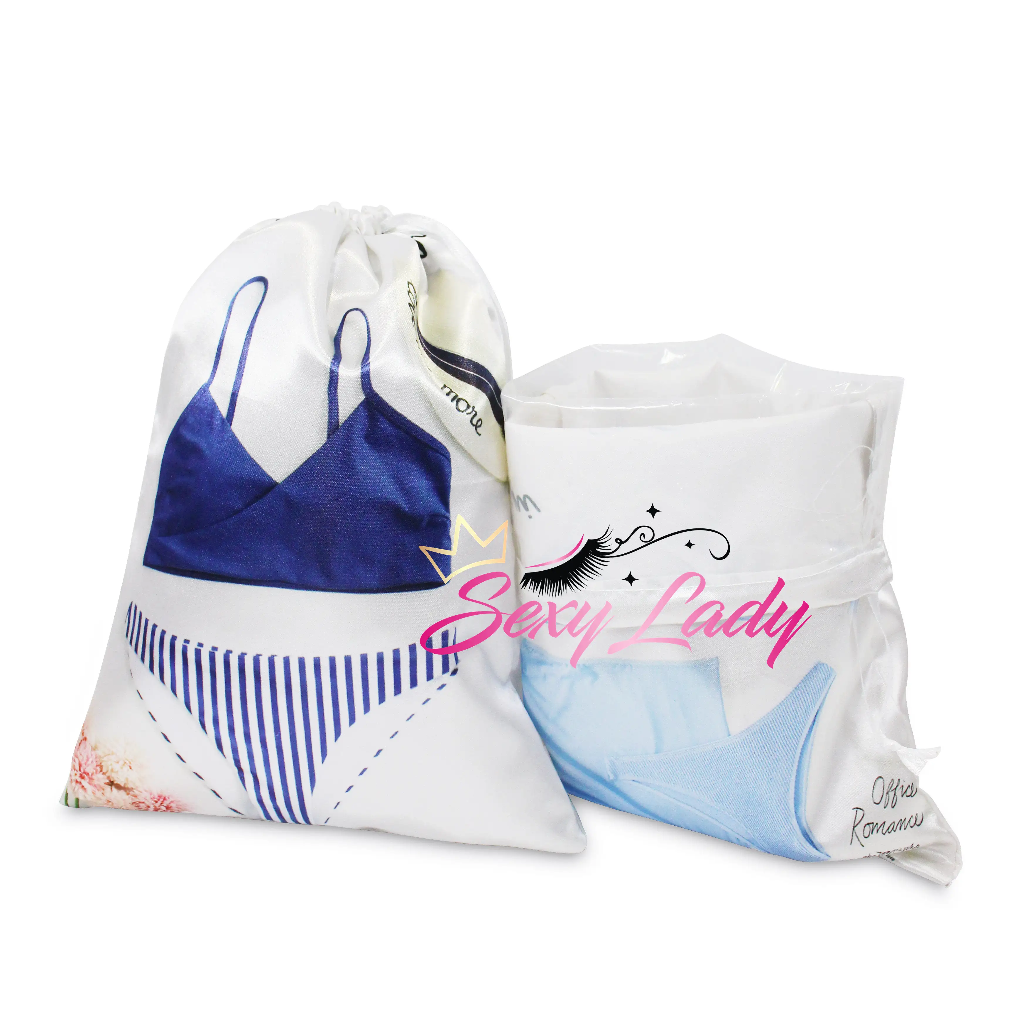 High Quality Soft Satin Swimming Bag Shopping waterproof 100 silk hair bag Drawstring Bags Swimwear Packaging