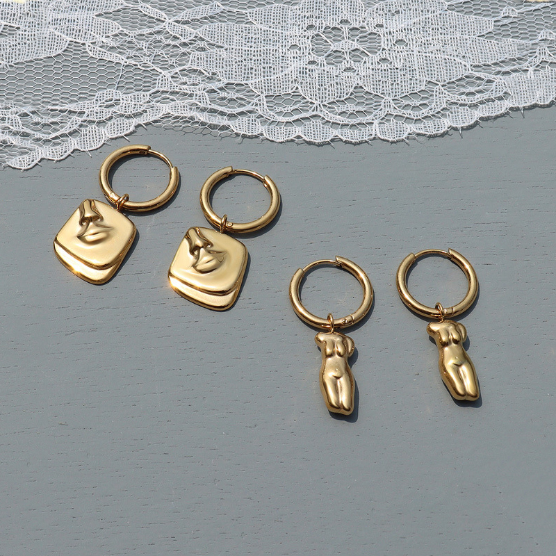 Yiwu Meise Personalized Gold Plated Stainless Steel Jewelry Abstract Earrings