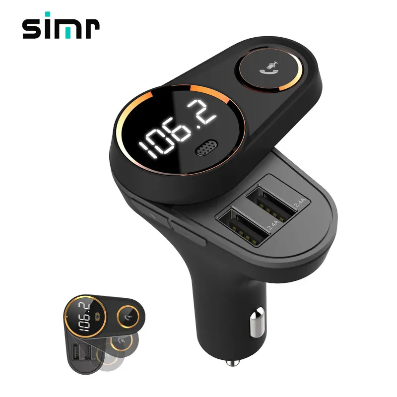 simr BT5.0 Dual Usb 4.8A andio Music MP3 Usb car charger BT car kit car mp3 player fm transmitter