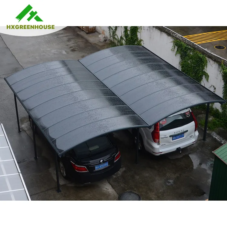 Polycarbonate sheet parking garage free standing metal double carport canopies with arch roof
