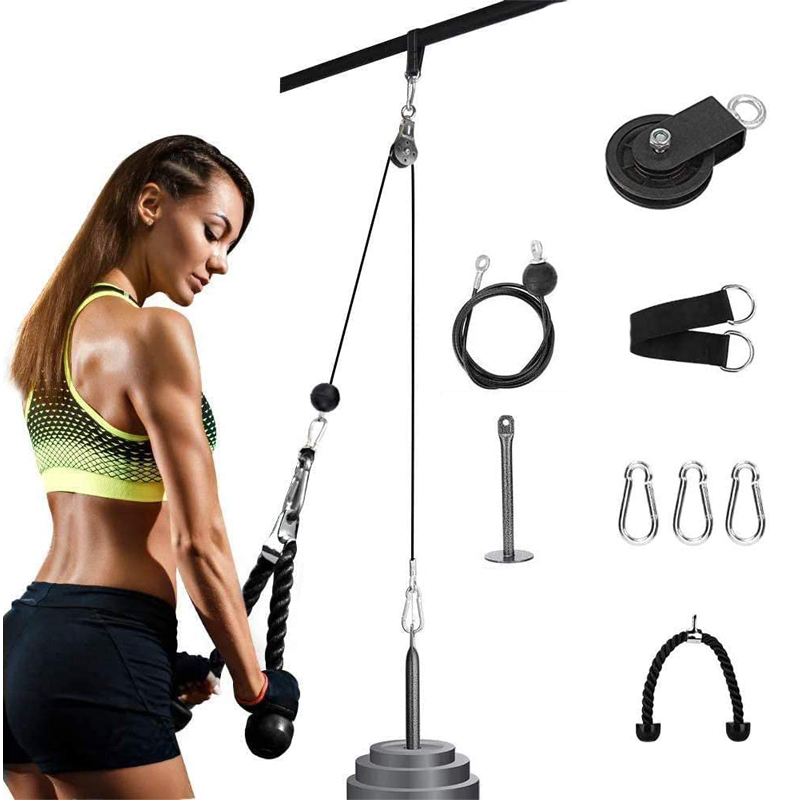 Фитнес LAT Pulldown кабель подъемный шкив системы тренажерный зал Регулируемая длина с цепочкой однотонное загрузки Pin набор «сделай сам» для дома, в гараже