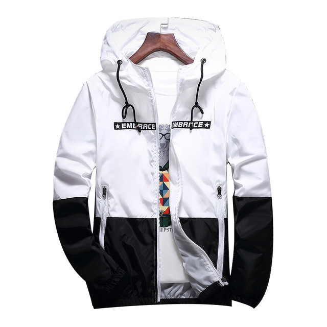 New spring and fall men's thin coat trend slim fashion handsome hooded long sleeve casual jacket