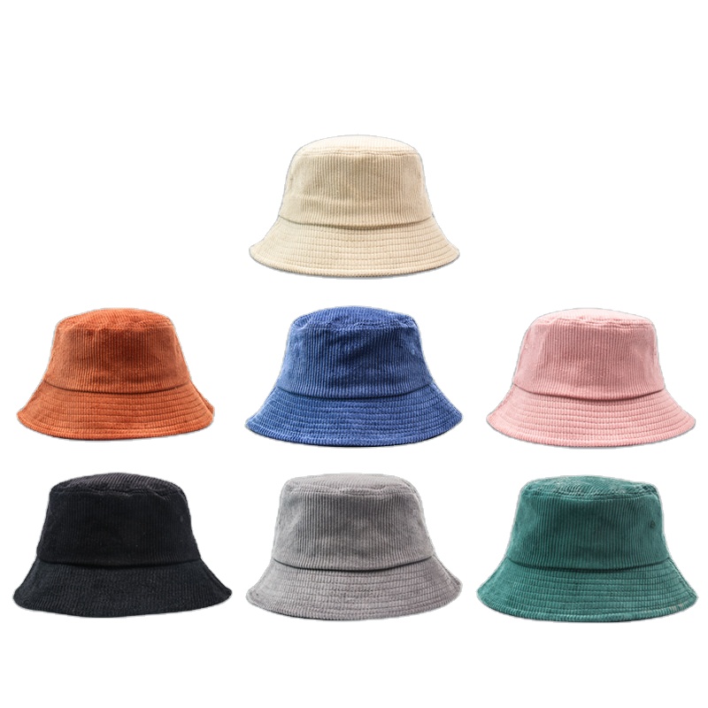 Free shipping wholesale chapeau winter utility microfiber flanne blank wide pinstripe corduroy fisherman bucket hat