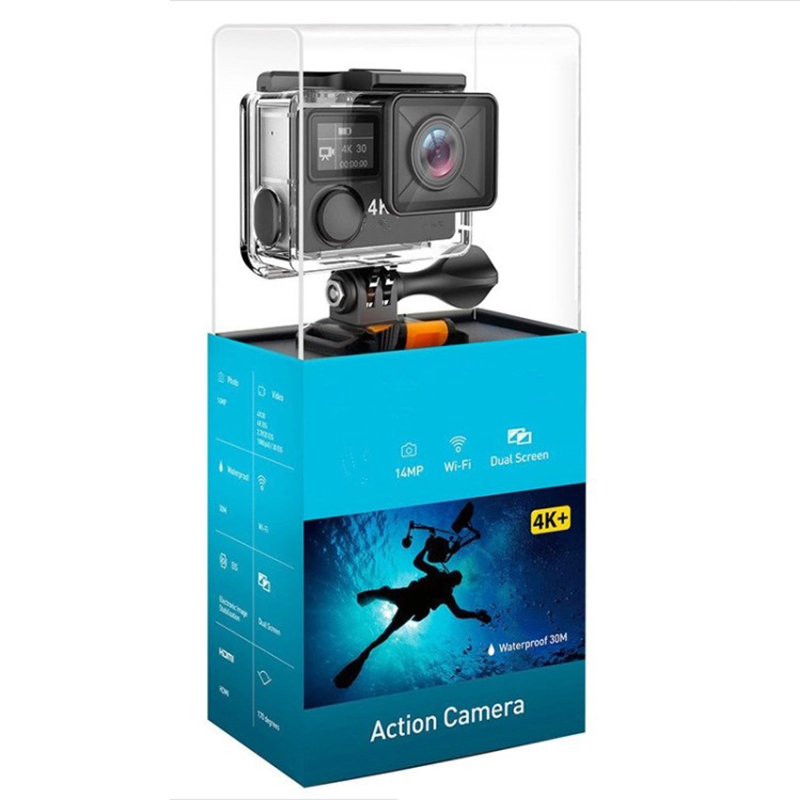 Экшн-камера 4K/1080P с Wi-Fi и акриловой коробкой