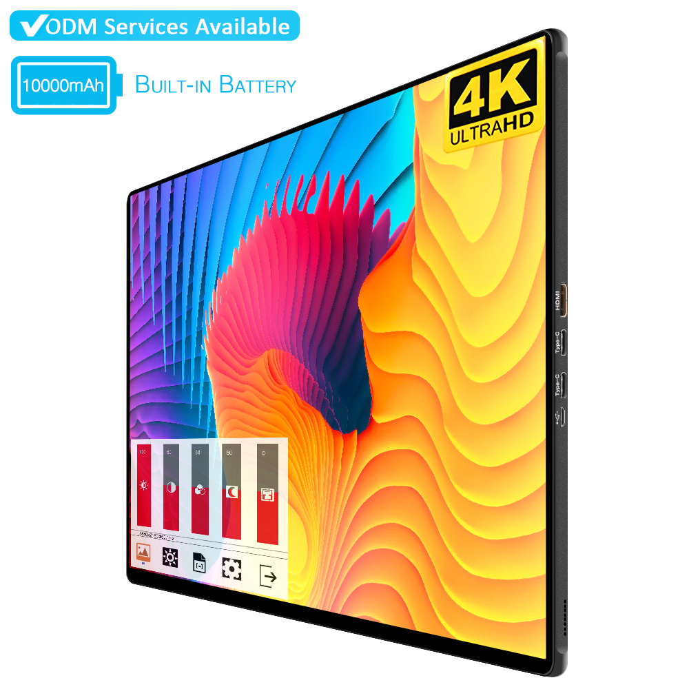 Sibolan портативный монитор 4k 15,6 дюймовый сенсорный экран Встроенный аккумулятор 10000 мАч игровой монитор портативный для ноутбука поддержка OEM