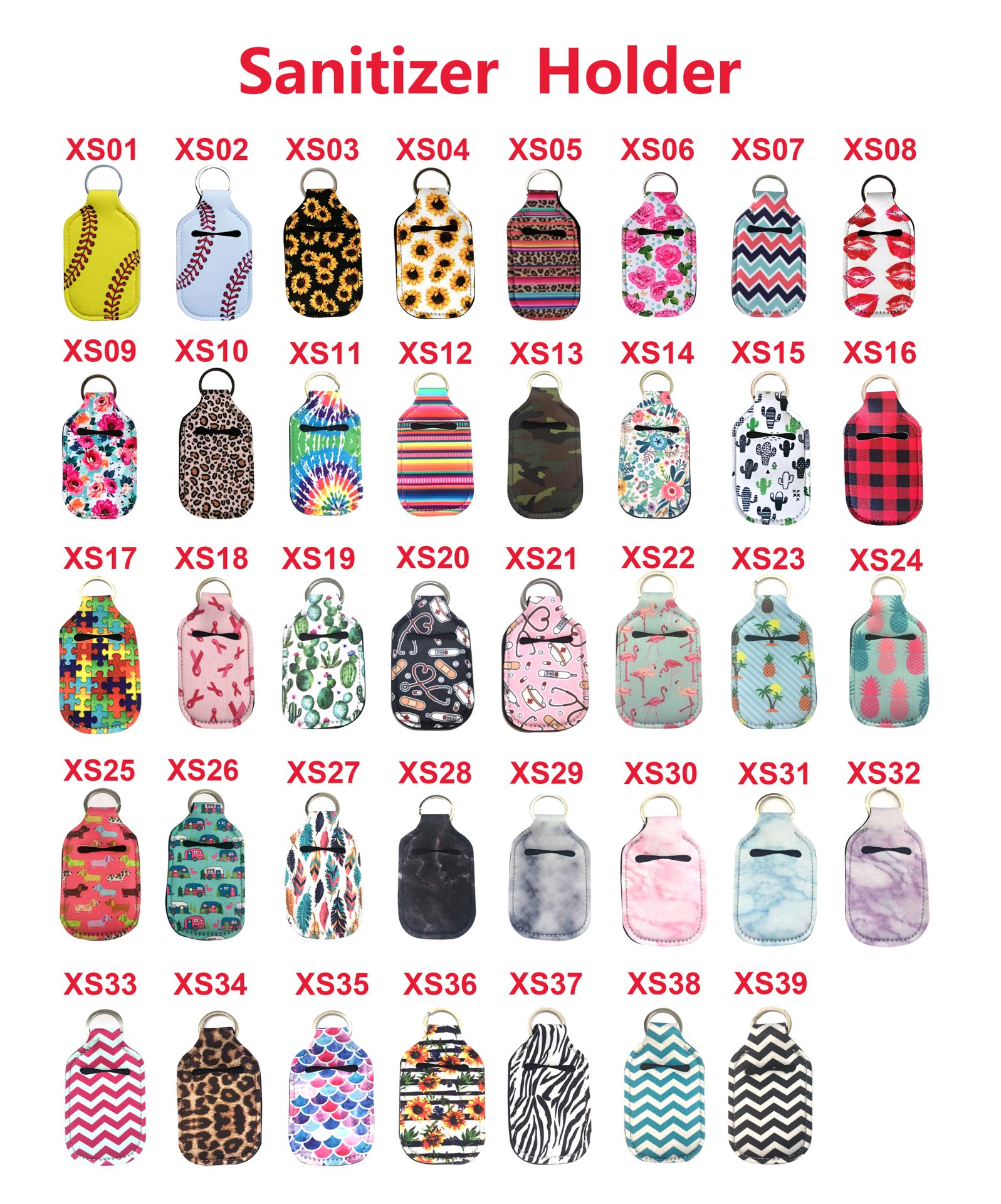 RTS Amazon Neoprene sanitizer holder hand sanitizer keychain