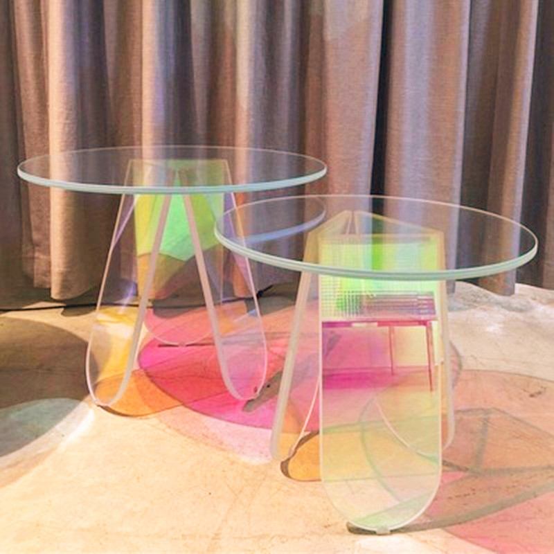 customized nordic small tea table transparent acrylic color coffee round table designer sofa corner table