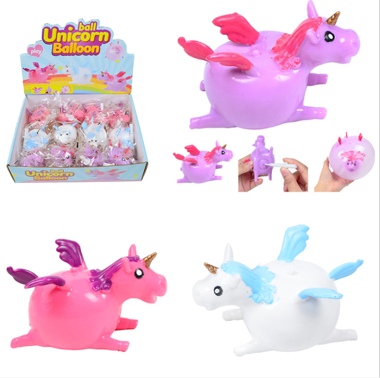 Innovative new exotic toys TPR Inflatable Animal vent toys inflatable unicorn bobball