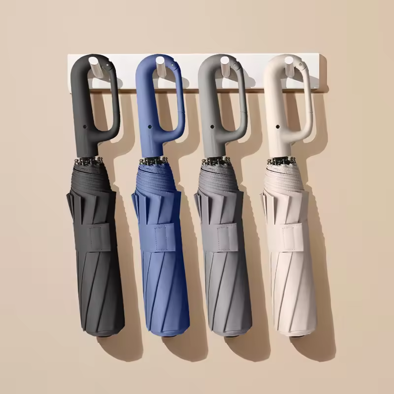 ing Buckle Fully Automatic Portable Folding Umbrella for Rain&Sun UV Sturdy Reflective Safety Strip Ring Buckle Umbrella