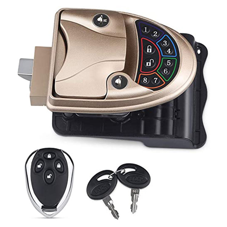 20m Remote Control for Caravan Camper Bus Handle Latch Zinc Alloy Wireless with Keypad & Fob RV Keyless Entry Gold Door Lock