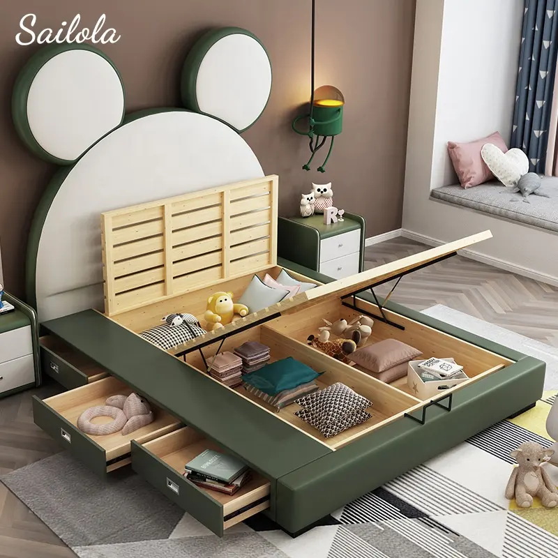 Exclusive Wooden Furniture Beds Premium Bed Room Set Child Bed For Kids Bedroom Set