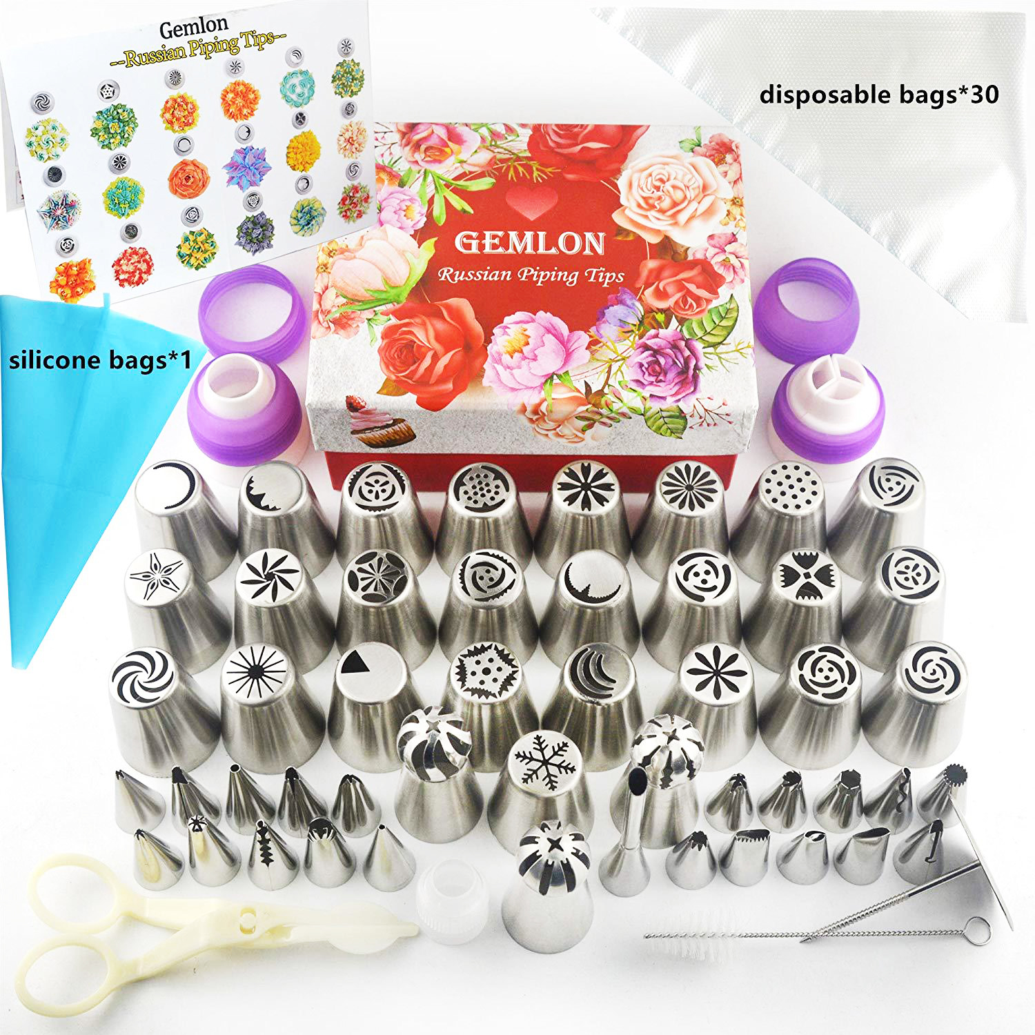 88PCS Russian Cake Decorating Supplies Kit Baking Pastry Tools Baking Accessories Cake Tools turntable cake nozzle piping bags