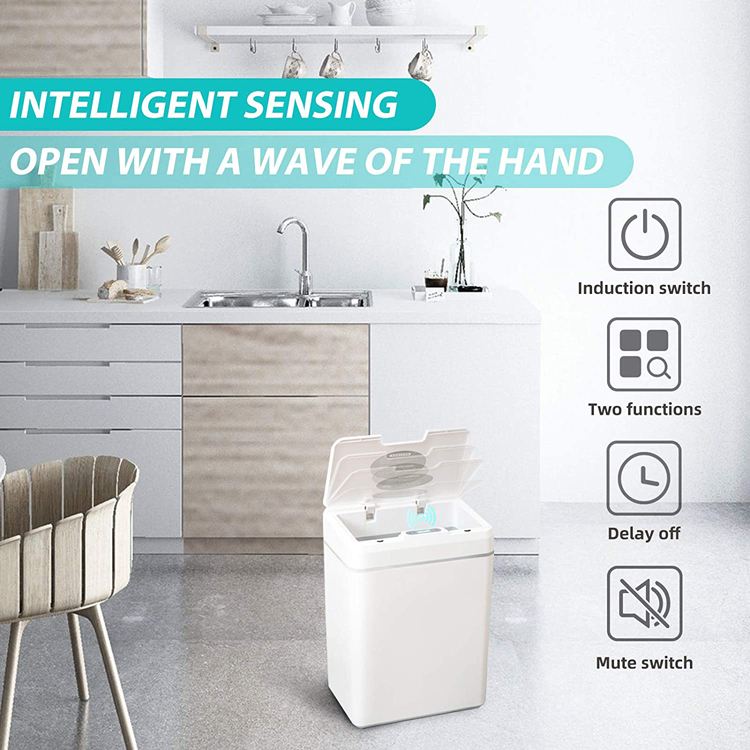 15L White Smart Automatic Touchless Trash Can Sensor Bin Recycling Waste Slim Bins for Kitchen Office Living Room Bathroom