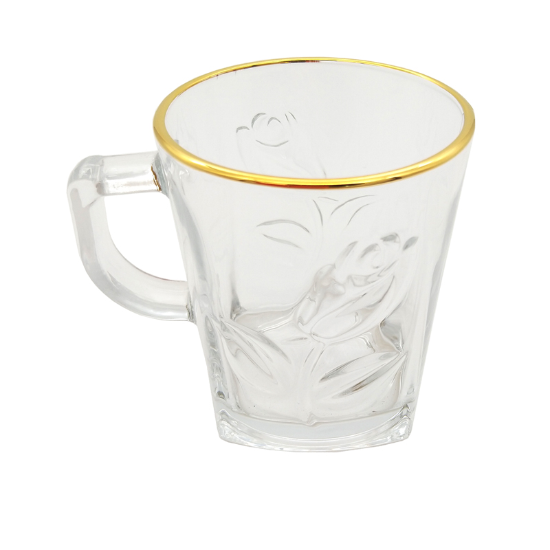 9oz Superior quality whisky glass cup with golden rim wholesale from suppliers