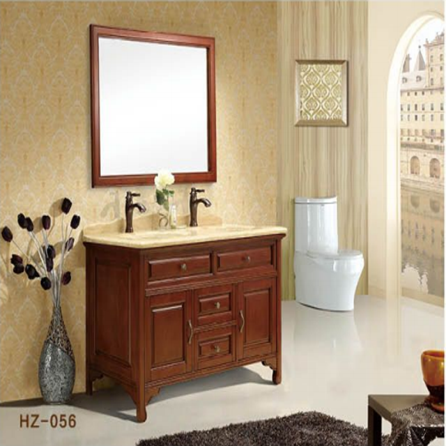 HZ Luxury American Classic Style Solid Wood Bathroom Vanity Cabinet