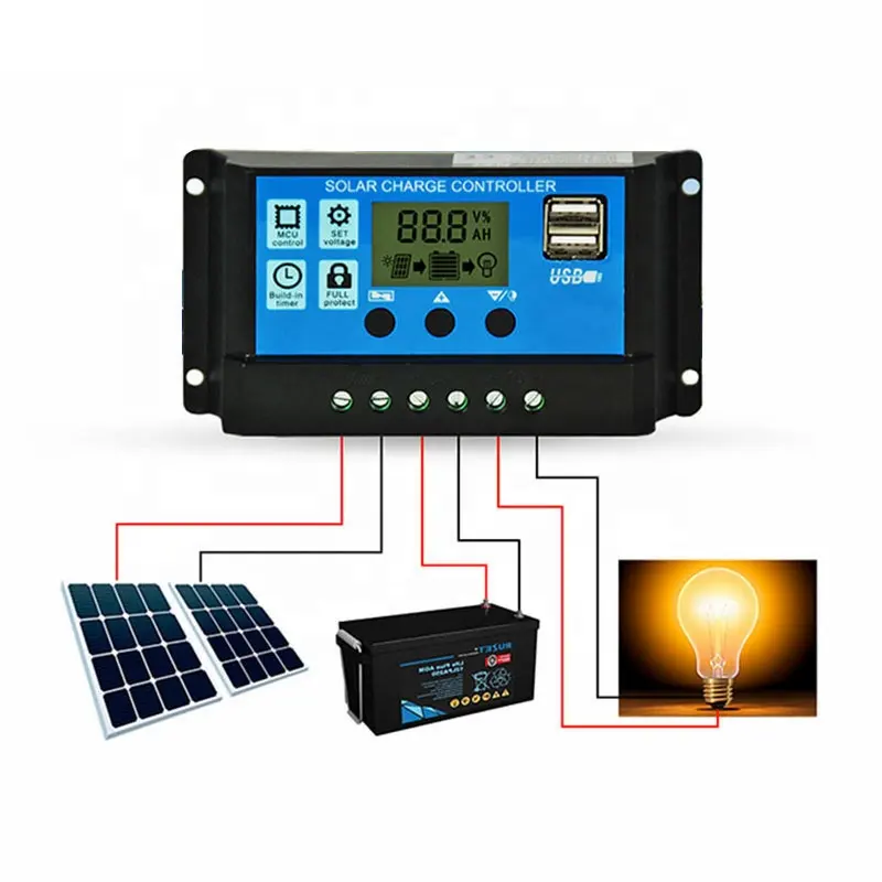 Solar controller fully automatic 12/24/48v 10/20/30/60a photovoltaic panel street lamp universal charging