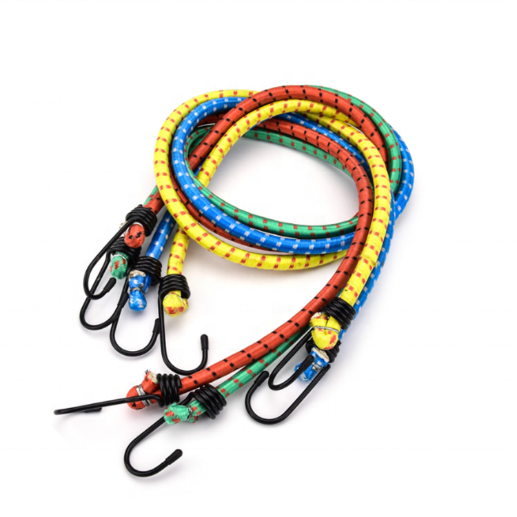 Premium quality pair pack PP rubber latex 8mm*60cm bungee cords rope with J hooks