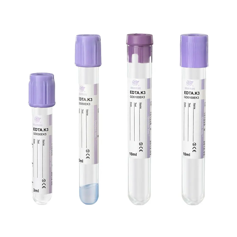 CE ISO medical vacum blood collection 5ml 3ml edta tube k3 k2