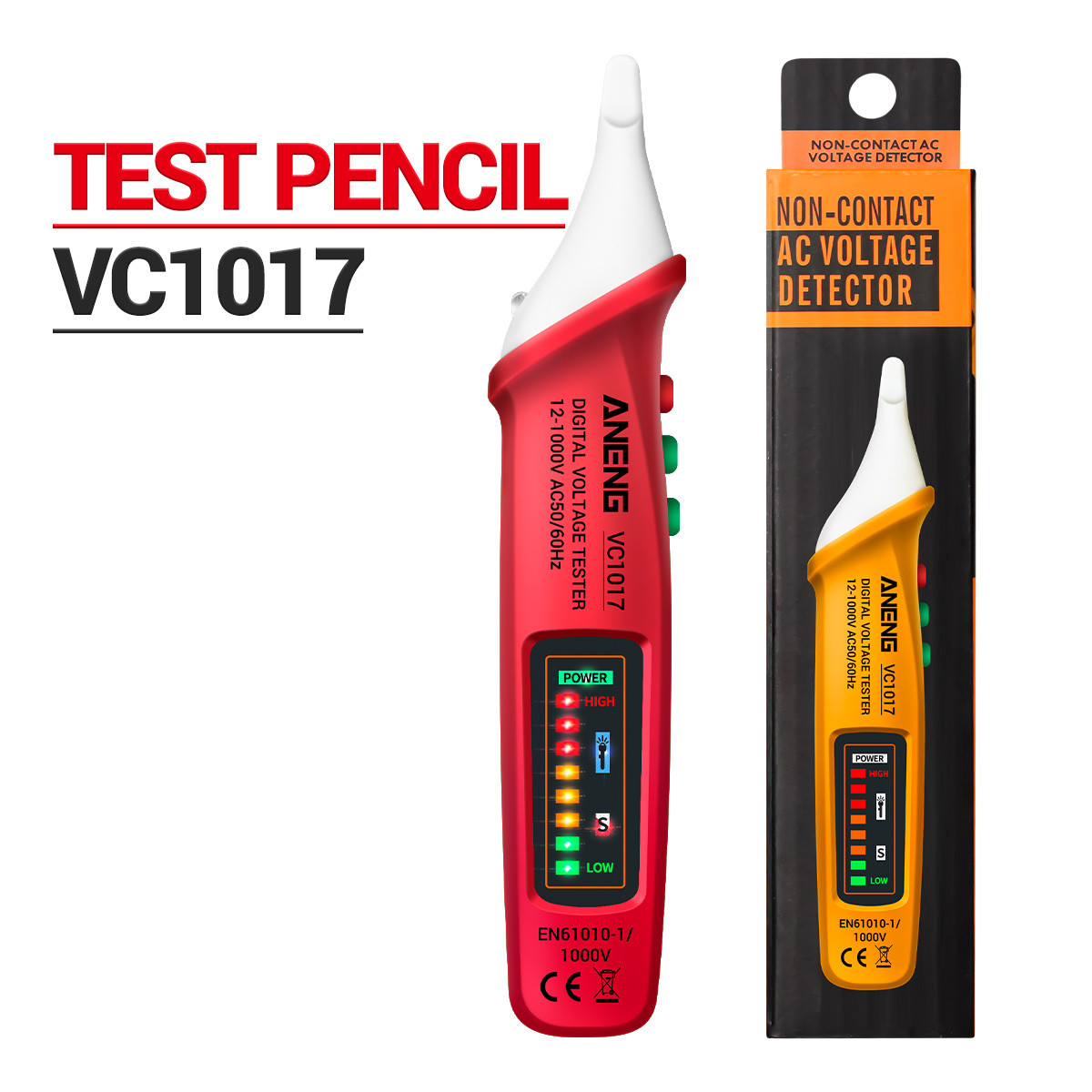VC1017 Non-contact Electrician Zero Live Wire Detection LED Light Screen Tester