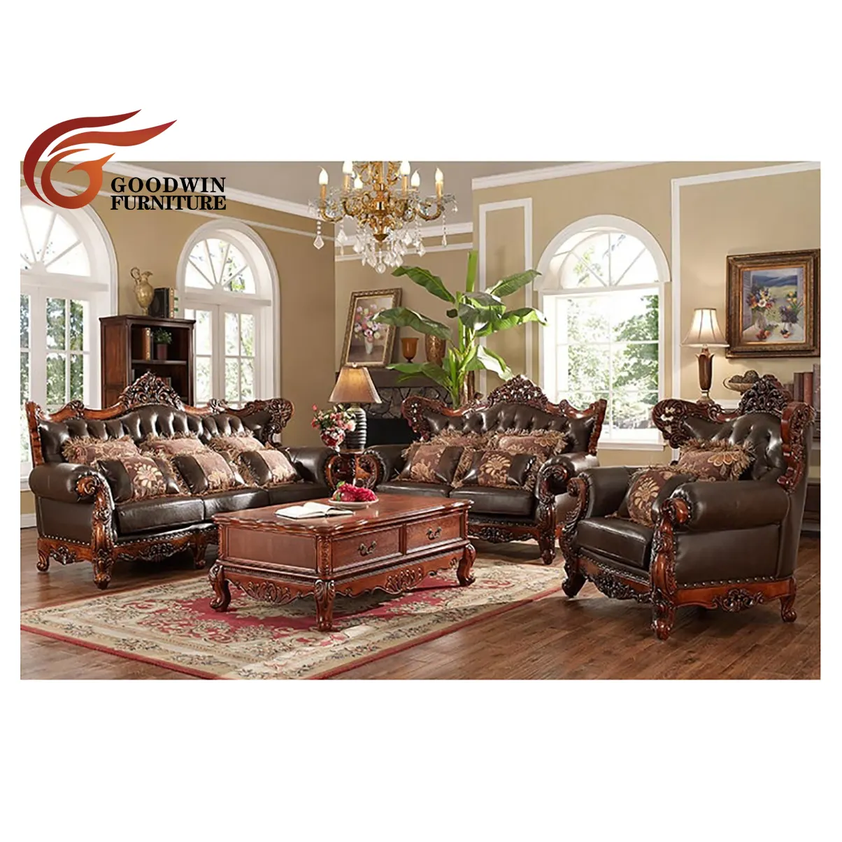 Goodwin Classic Style Solid Wood Living Room Furniture Living Room Sofas WA767