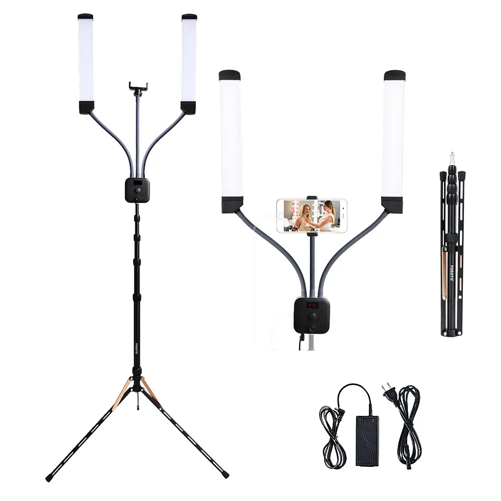 FOSOTO FT-450 40 W 340W 3000K-6000K Double Arms Fill LED Light Long Strips LED Light with LCD Screen for Photo Studio Live Broad
