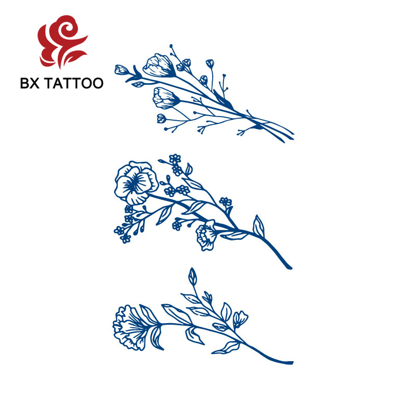 BXTAT Полуперманентная синяя Генипа, тату сока, букет оленей, цветы, компас, улыбка, эмоции в сердце, эскизы GZ145to150