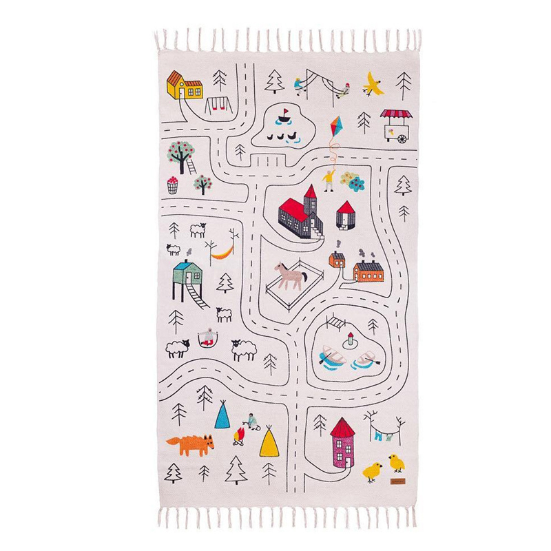 Nordic Home Children Graffiti Tassels Crawling Game Mattress Baby Rectangle Carpet Toy Play Mat House Decoration
