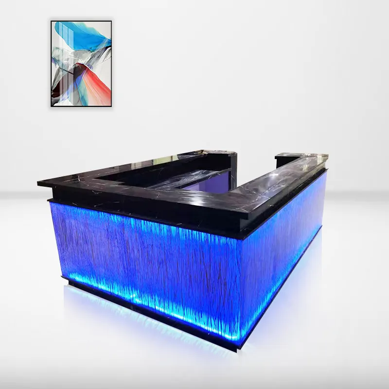 Corina 2020 design translucent stone bar counter LED color changing custom made bar counter design